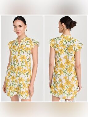Alice + Olivia Jem Ruffle Sleeve Mini Shirt Dress In Stargazer